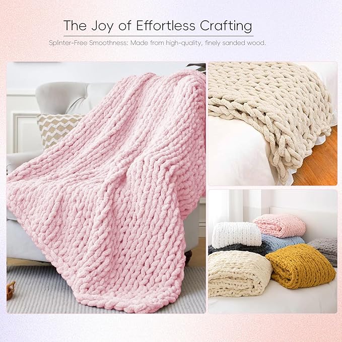 PIRXXIY 65'' Chunky Blanket Loom, Knitting Loom for Custom Hand Knitting Yarn Chunky, Extra Large Chunky Yarn Loom for Beginners DIY Craft Enthusiasts