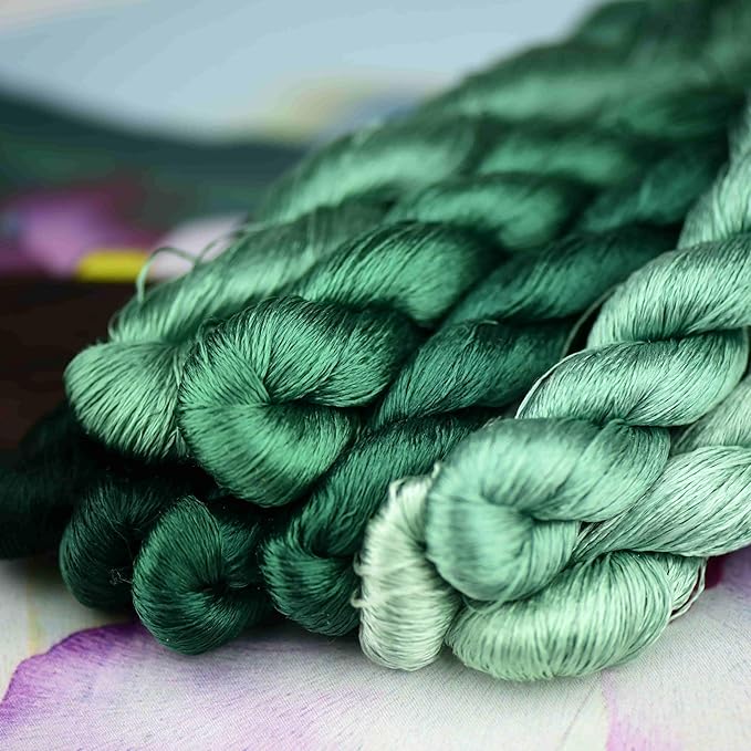 Natural 100% Silk Thread, Handmade Embroidery Thread Silk Floss 9 Colors 110m Each (34)