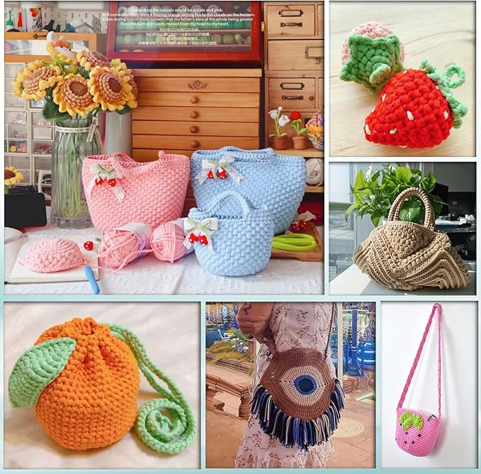 SIMEIQI 10×50g Beginners Yarn Kit for Crocheting and Knitting,Cotton Nylon Blend Yarn for Hand DIY Bag Basket Dolls and Cushion F