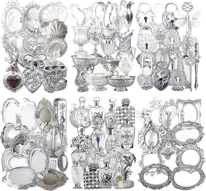Vintage Silverware Cardstock Stickers – Borderless Hollow-Cut Die Cuts, Peel & Stick, 180 Pieces for Scrapbook Journal Planner Collage DIY