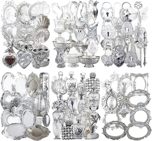 Vintage Silverware Cardstock Stickers – Borderless Hollow-Cut Die Cuts, Peel & Stick, 180 Pieces for Scrapbook Journal Planner Collage DIY