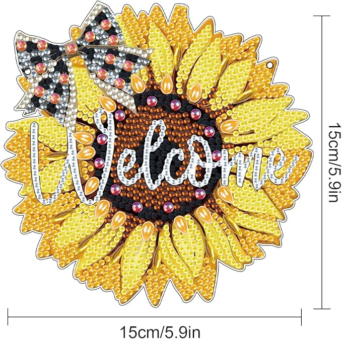 MVVMTOP 5.9x5.9inch Diamond Painting Kits Hanging Pendant DIY Sunflower Shaped Crystal Wreath Ornaments, HGJ073