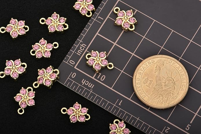 Pack of 20 Rhinestone Charms Gold Plated Pendants Pave Crystal Accessories for Necklace Bracelet Jewelry Making DIY Crafting