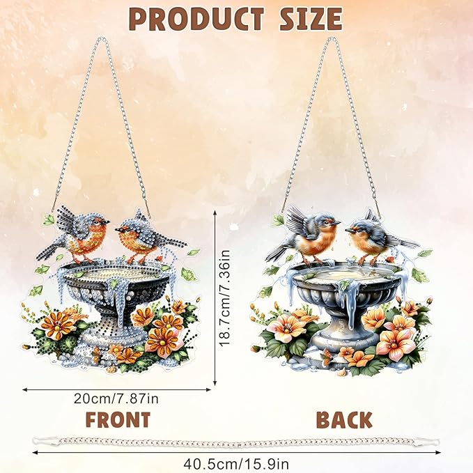 DOMROM Bird Diamond Art Hanging Kits for Kids Beginners, Special Shaped Crystal Diamond Painting Bird Pendant, DIY Diamond Art Suncatchers Animal for Home Garden Wall Decor Gift