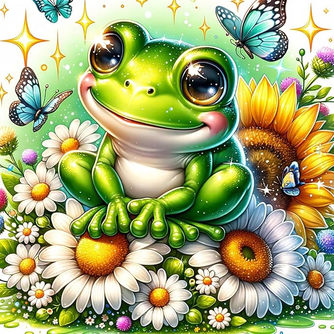 Axquilon Frog Diamond Art Kits for Adults - Diamond Painting Kits for Adults Beginner, DIY 5D Full Drill Frog Gem Art for Home Wall Decor 12x12 inch