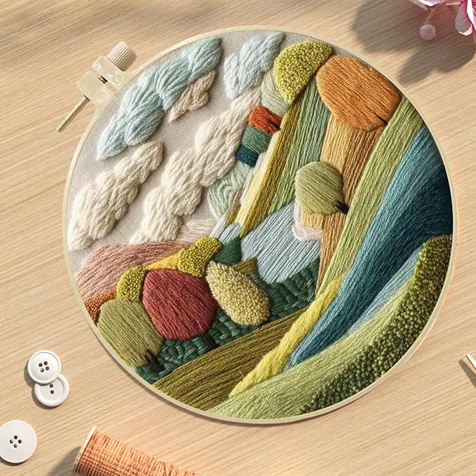Hzkokon 2 Pack Embroidery Kit for Beginners Adults Cross Stitch Kits Hand Embroidery Kit Includes Stamped Flower Pattern, Hoop, Color Threads,Tools & Follow Instruction
