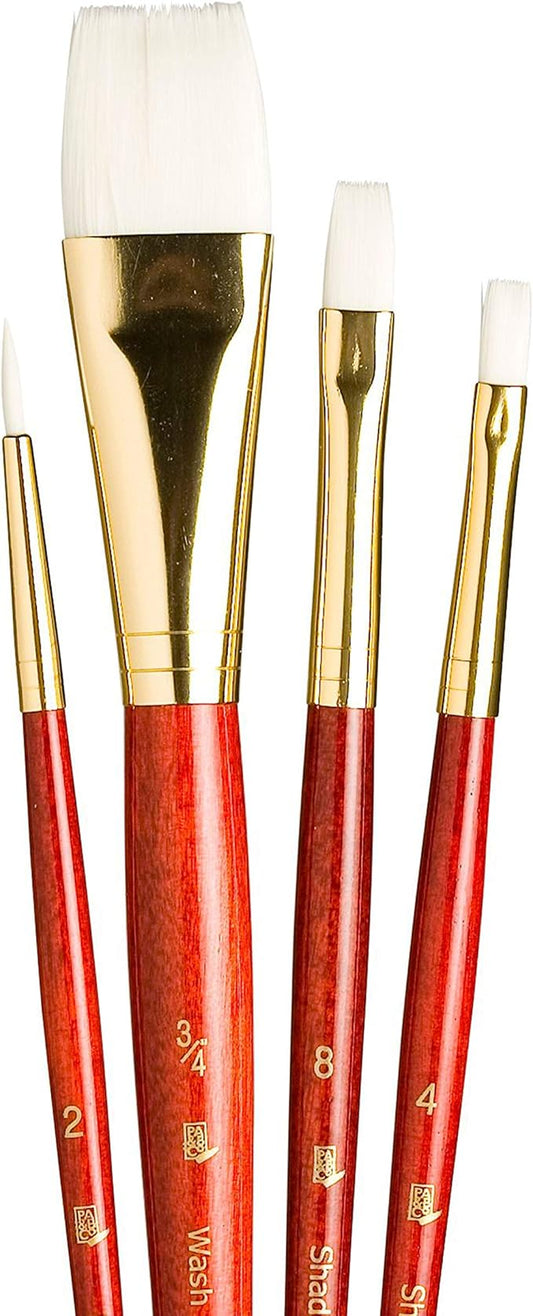 Princeton RealValue Brush Set, White Taklon, Red Handle, 4 Piece, 1 Count