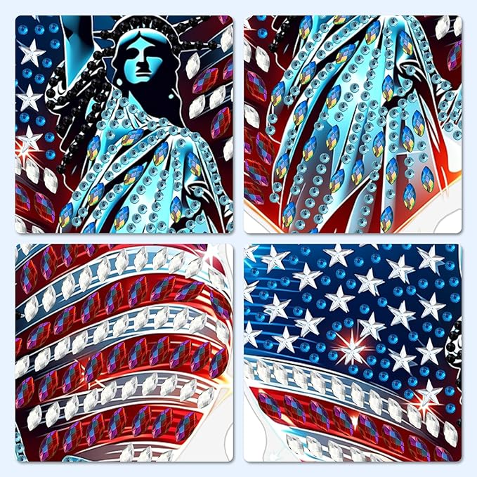 MXJSUA Statue of Liberty Diamond Painting Art Window Suncatchers, Diamond Art Kits for Adults Hanging Ornaments with Chain, 5D Special Shape Crystal Diamond Pendant Accessories for Decor Gift