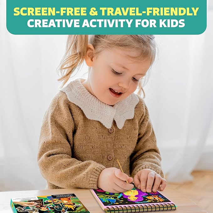 Scratch Craft for Kids – 30 Magical Fairy Tales Scratch-Off Pictures & 130+ Stickers – Craft Kits, DIY Supplies – Arts & Crafts Gifts for Boys & Girls Ages 3, 4, 5, 6, 7, 8