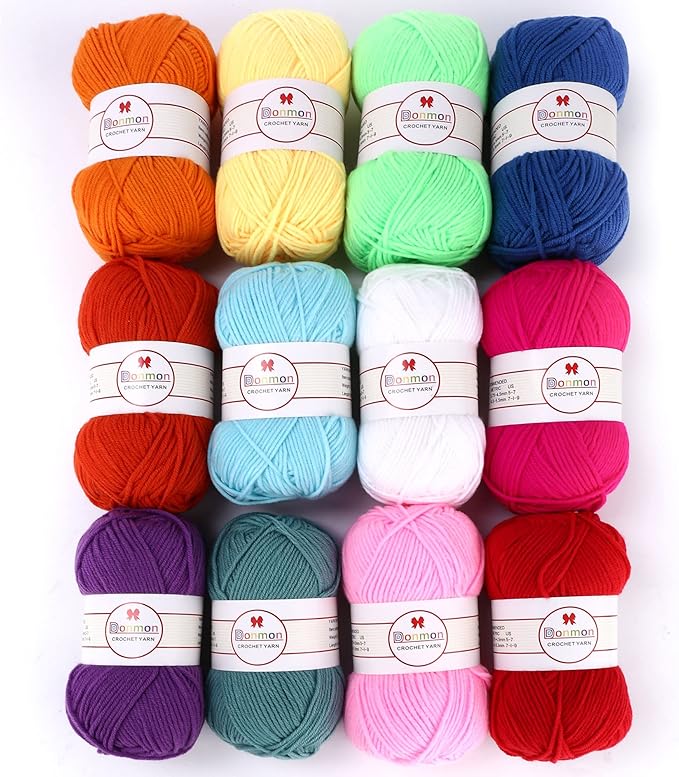 Yarn for Crocheting 12 Skein Multicolor (12, Style 1)