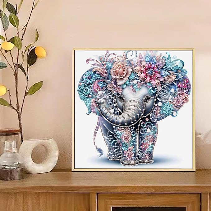 AiYuanzsh 5D Special Shape Diamond Art Kits for Beginners, Diamond Art Painting Kits for Adults, Crystal Rhinestones Diamond Art Painting for Home Wall Decoration Gift 12×12 inch, Elephant