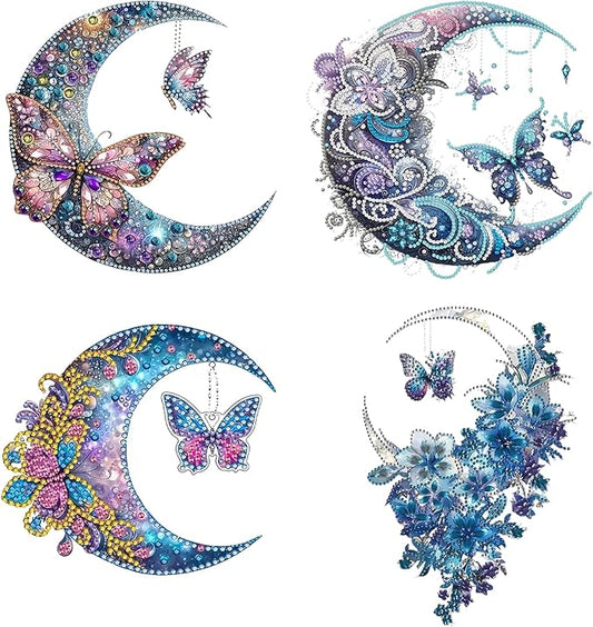 CZYWJMEI 4pack 5D Diamond Painting Kits for Adults Beginners,DIY Moon Special Shape Diamond Art Kits,Full Round Drill Diamond Dot Gem Art Kits,Home Wall Decor 12x12Inch