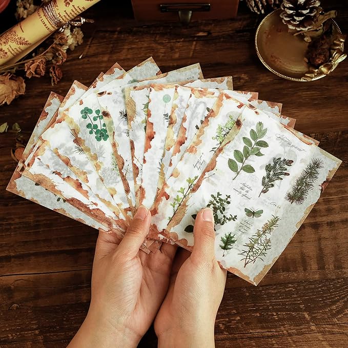 Dizdkizd Plant Themed Washi Stickers for Journaling Scrapbooking Planner Sticker Ephemera Sticker Book Junk Journal Stickers for Adults - 20 Sheets (180 Pieces)