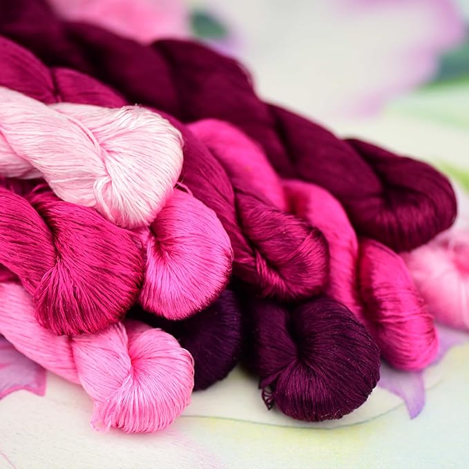 Natural 100% Silk Thread, Handmade Embroidery Thread Silk Floss 10 Colors 110m Each (25)