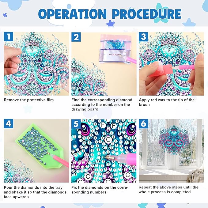 MAXBYE Octopus Hanging Diamond Art Painting Kits for Adults Beginners, DIY 5D Special Shaped Crystal Painting Diamond Kits Hanging Ornament for Gift Home Wall Door Decor