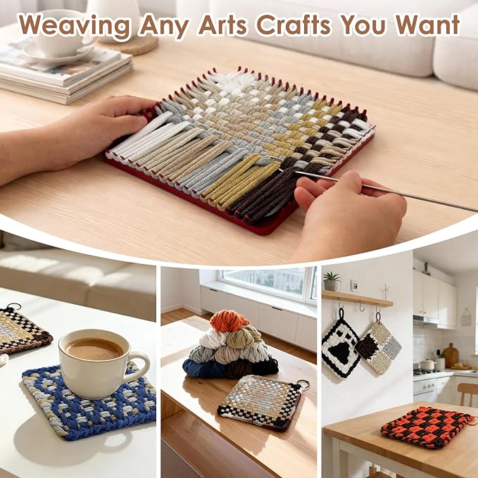 OYACH 7inch Cotton Weaving Loom Refill Loops,400pcs Potholders Loom Loops,Cotton Loops for Pot Holders,Loop Bands with Hooks for Adults Kids DIY Potholder Crafts(Neutral 10 Colors,Loom not Included)