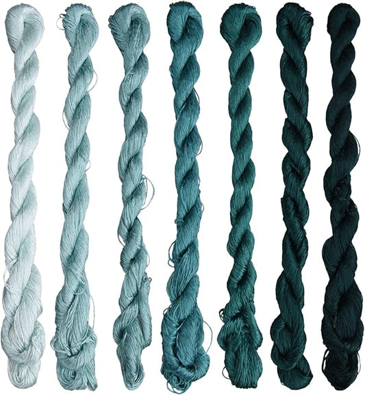 Natural 100% Silk Thread, Handmade Embroidery Thread Silk Floss 7 Colors 110m Each (50)