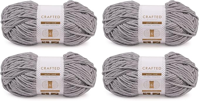 Crafted By Catherine Blanket Solid Yarn - 4 Pack (213 Yards Each Skein), Grey, Gauge 6 Super Bulky