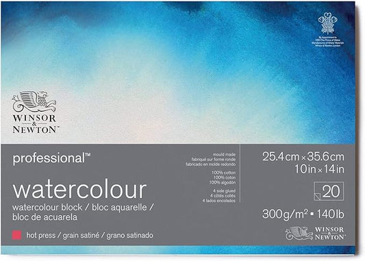 Winsor & Newton Professional Watercolor Paper Block, 10" x 14", Hot Pressed
