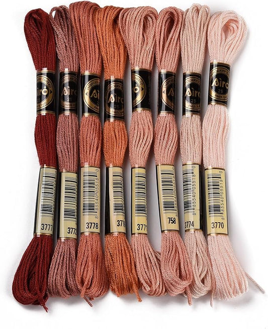 FASHEWELRY 70 Yards Handmade Polyester Embroidery Floss Crewel Cross Stitch Threads 0.5mm 6-Ply Embroidery Thread Bulk for Beginners Adult DIY Sewing Knitting Supplies (PeachPuff)