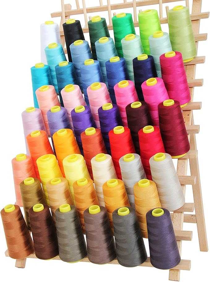 AK Trading 4-Pack Pine Green All Purpose Sewing Thread Cones (6000 Yards Each) of High Tensile Polyester Thread Spools for Sewing, Quilting, Serger Machines, Overlock, Merrow & Hand Embroidery