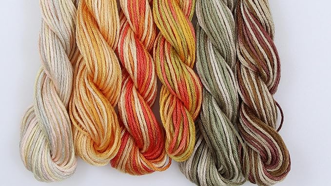 KCS Big skeins of 25 Meters Size 25 Color Variegated Cross Stitch Stranded Threads,6 skeins,13