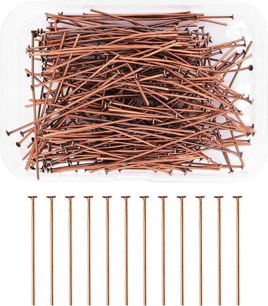 Mandala Crafts 2 Inch Antique Copper Flat Head Pins for Jewelry Making Earring Making Supplies – 200 PCs Jewelry Findings for Making Earring DIY Bracelets Rosary Charms