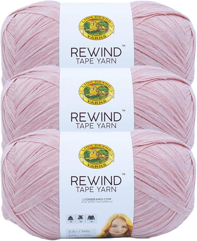 Lion Brand Rewind Yarn for Knitting and Crocheting, Craft Tape, 3-Pack, Mahogany Rose