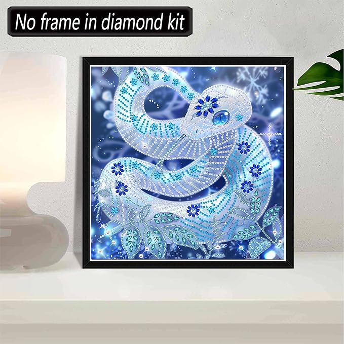 SKRYUIE DIY Diamond Art Kits for Adults Snake Special Shape - 5D Diamond Painting Kits for Adults Animal - Crystal Embroidery Cross Stitch - Craft for Wall & Office Decor 12 x 12 Inch c12