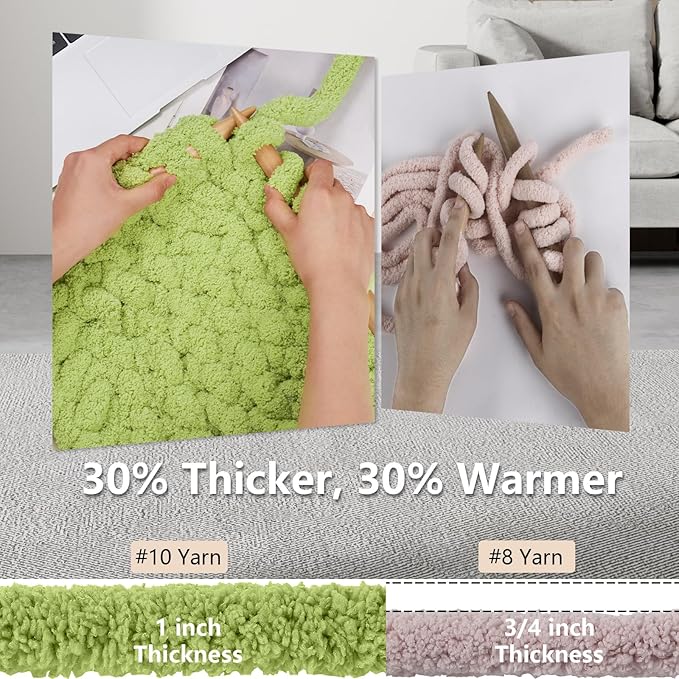 Chunky Yarn for Hand Knitting - #10 Chunky Chenille Yarn, Jumbo Big Thick Chunky Yarns for Crocheting, Super Bulky Chunky Knit Blanket Yarns, 8 Skein (25 yds 8 oz Each Skein), Lemon Lime