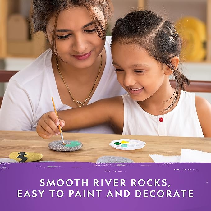 NATIONAL GEOGRAPHIC Rock Painting Kit - Arts and Crafts Kit for Kids, Paint & Decorate 15 River Rocks with 10 Paint Colors & More Art Supplies, Outdoor Toys for Girls and Boys, Easter Basket Stuffers