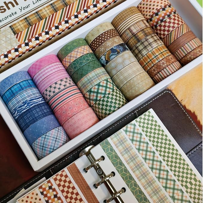 Washi Tape, 42 Rolls Aesthetic Colored Decorative Cute Scrapbook Tape for Scrapbooking Supplies Journaling Craft Junk Journal