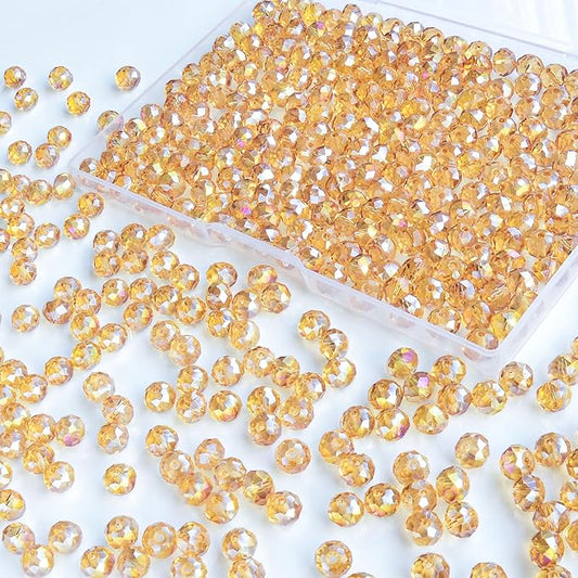 laopottbeads 460pcs 8mm crystal glass beads for jewelry making beads for bracelets necklace pendants making supplies(gold champagne)
