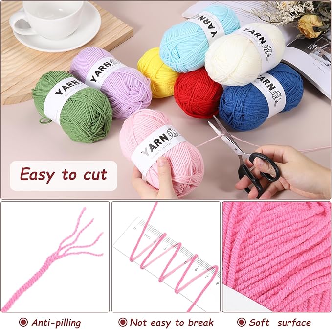 3Pcs Dark Red Acrylic Yarn 400 Yard 4 Ply Soft Crochet Yarns Sport Weight Yarn,[for DIY Crocheting Knitting Craft Blankets Hats]-150g