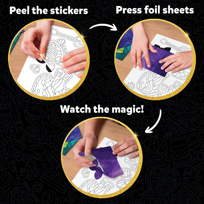 skillmatics foil fun - pretty patterns, 18 diy magnets mess-free art, colorful creative party activity, craft kits, 60+ foam stickers, classroom valentine’s day gifts for kids, teens, adults, families
