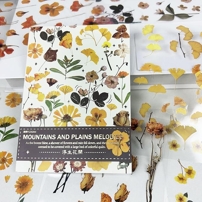 DAPUTOU 400PCS Plants Floral Scrapbook Stickers Kit Vintage Flowers Fall Maple Leaves Transparent Waterproof Stickers Book for Scrapbooking Supplies Aesthetic Junk Journal Journaling Craft 20-Page