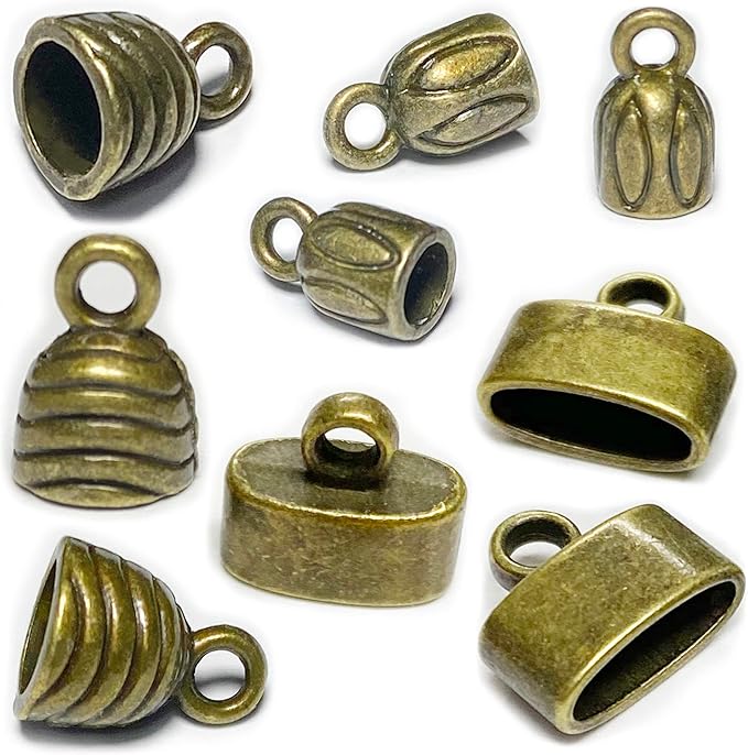 Brass Cord End Cap 90 Pcs Kumihimo Kit Flat Leather Cord End Caps Round Tassel End Caps Barrel End Caps Bracelet Making Supplies Leather Bracelet Making Kit by Heather's cf