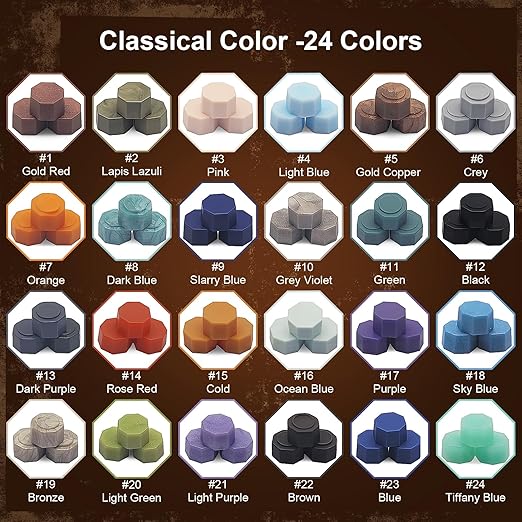 xxxHOLIC Wax Seal Kit – 360 Beads in 24 Colors, Smokeless & Crack-Resistant Seal Wax Starter Set with Melting Spoon & Tea Lights for Wedding Invitations & Envelope Sealing