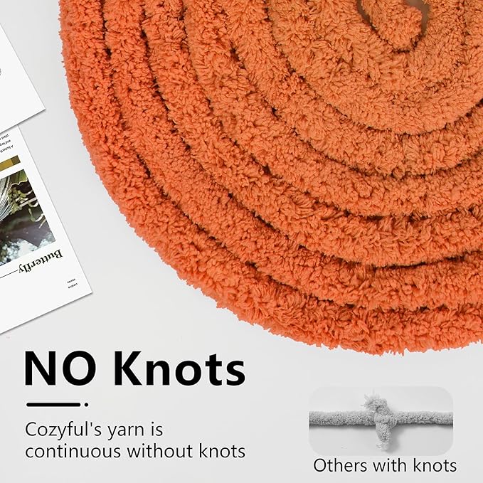 Chunky Yarn for Hand Knitting - #10 Chunky Chenille Yarn, Jumbo Big Thick Chunky Yarns for Crocheting, Super Bulky Chunky Knit Blanket Yarns, 8 Skein (25 yds 8 oz Each Skein), Pumpkin Orange