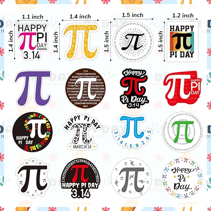 beyumi 1000pcs pi day math themed stickers in 2 rolls π day stickers waterproof vinyl decals decoration for laptop bottle scrapbooking envelopes math party supplies gift classroom decor for kids teens