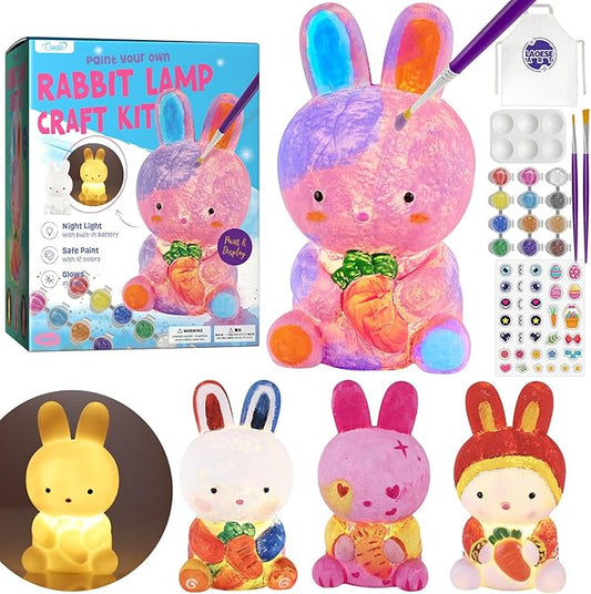 laoese paint your own bunny lamp kit, art supplies painting kits for kids, arts and crafts for kids ages 8-12, bunny toys girls boys halloween birthday christmas gifts ages 3 4 5 6 7 8 9 10 11 12+
