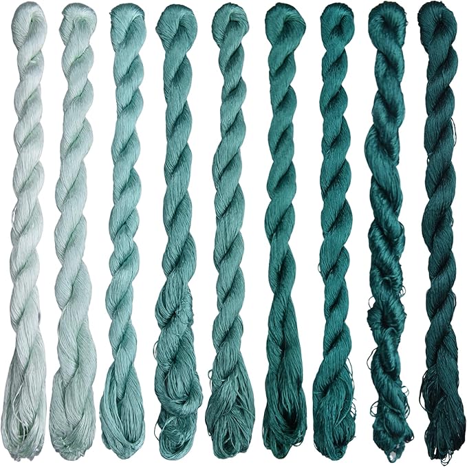 Natural 100% Silk Thread, Handmade Embroidery Thread Silk Floss 9 Colors 110m Each (53)