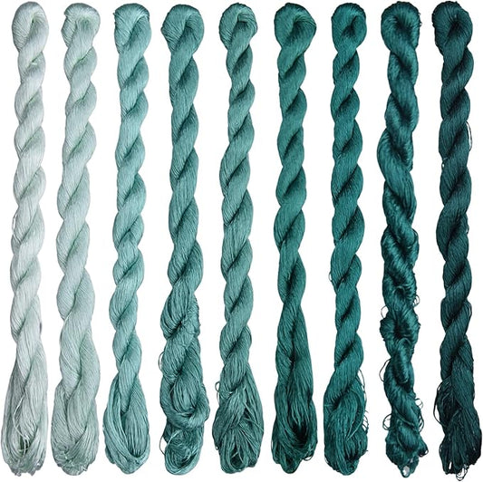 Natural 100% Silk Thread, Handmade Embroidery Thread Silk Floss 9 Colors 110m Each (53)