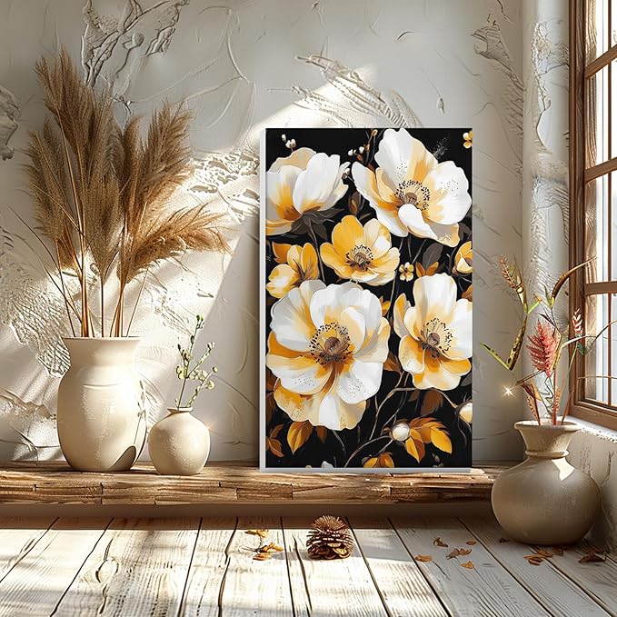 GHHKUD Flowers Paint by Numbers Kits with Frame for Adults Beginners, DIY Landscape Paint by Numbers for Kids, Painting Art on Canvas Gifts Home Wall Decor 20x30cm