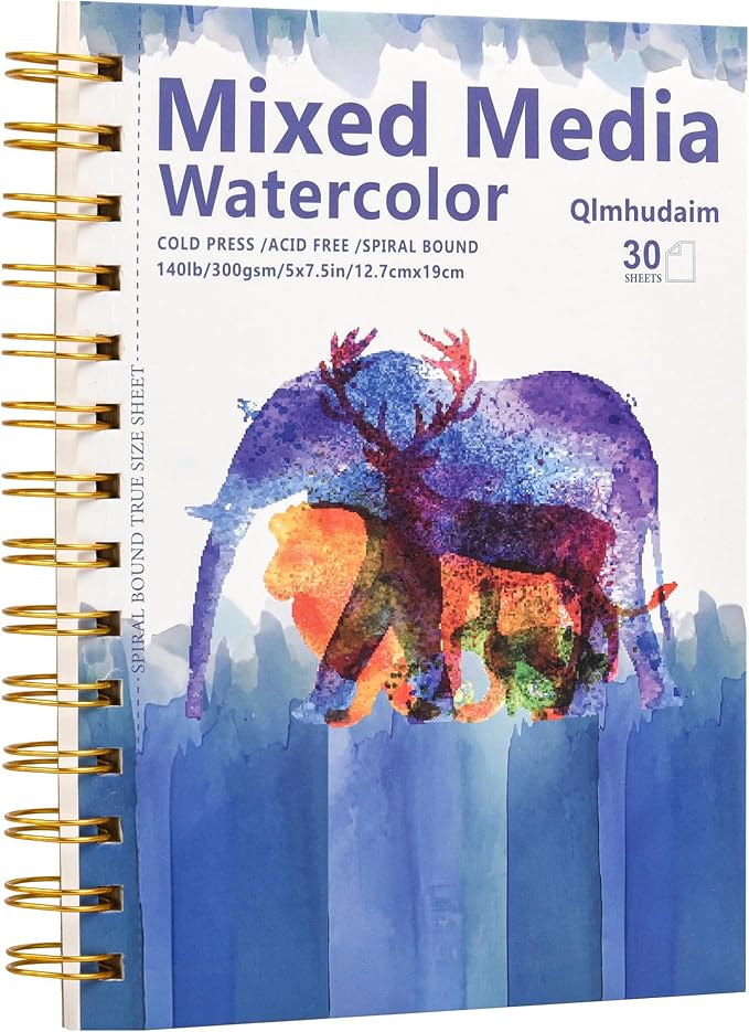 5"x7.5" Watercolor Paper Pad,Tear-Out Spiral Binding,(30 Sheets，140lb/300g): for School Art Class & Professional Use - Perfect for Watercolor Sketches,Watercolors,& Painting Journals