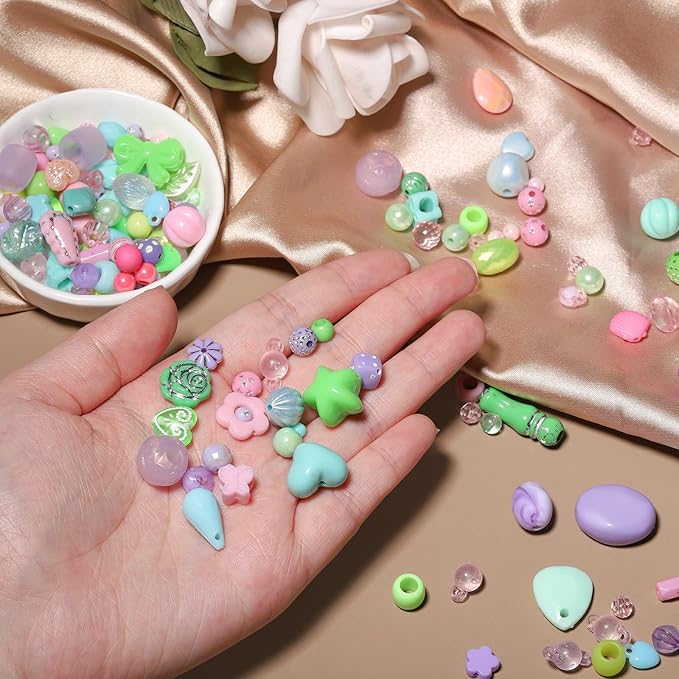 7.5 OZ Assorted Vintage Acrylic Beads for Jewelry Making, Song Xi Unique Flower Rose Czech Beads for Bracelet Earrings, Bohemia Style, Bulk, Arts and Crafts, DIY Holiday Gift (240-260 PCS, Mixed-0)