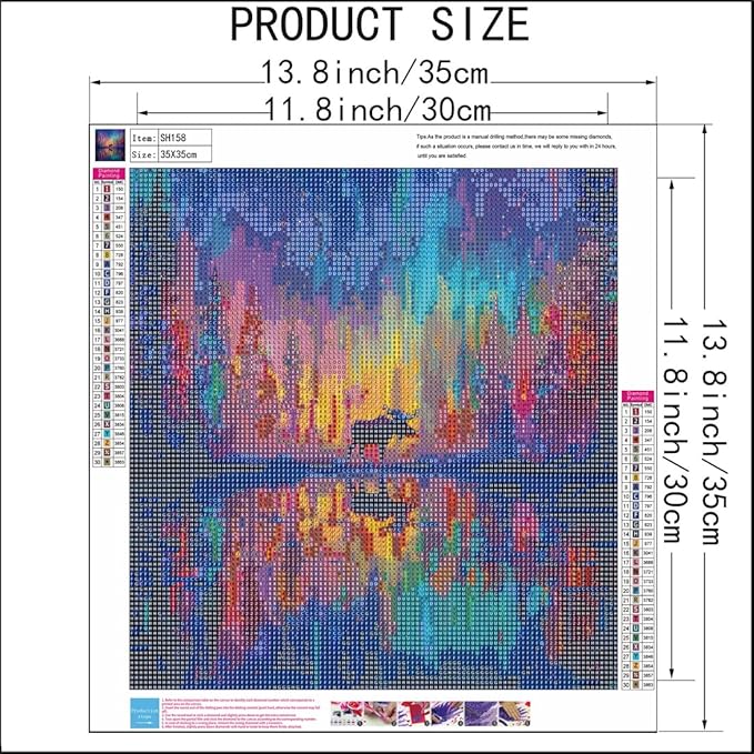 SHICERNHJ Sky Aurora Diamond Art Kits for Adults Beginner,5D Full Drill Diamond Dots for Deer Under Aurora，DIY Round Diamond Painting Kits Gem Art for Crafts Adult Home Decor 14 X 14 Inch