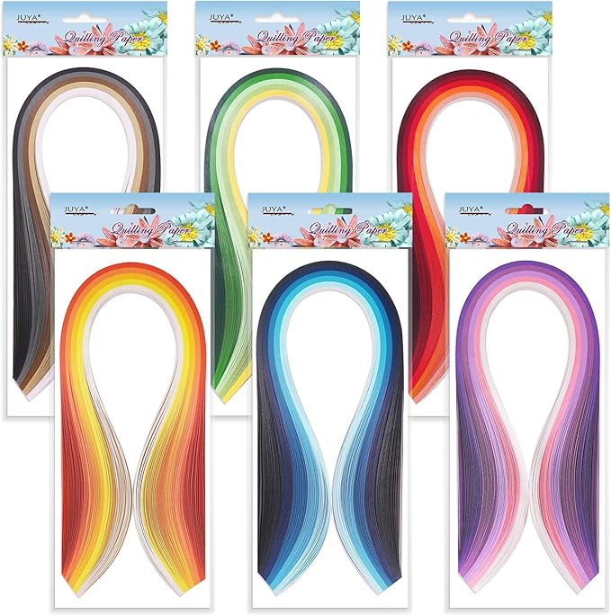 JUYA Paper Quilling Kits with 30 Colors 600 Strips and 8 Tools (Paper Width:3mm, Blue Tools)