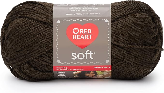 Red Heart Soft Chocolate Yarn - 3 Pack of 141g/5oz - Acrylic - 4 Medium (Worsted) - 256 Yards - Knitting/Crochet