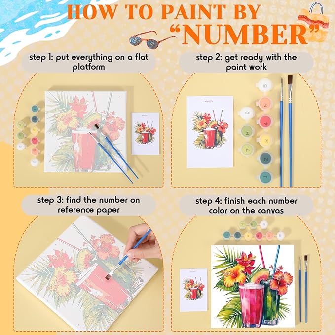 Nezyo 12 Sets Paint by Numbers Kit with Frame for Adult Beginners, Paint by Number DIY Acrylic Painting Canvas for Painting Party, Classroom Activity Birthday Gift, 8 x 8 Inch